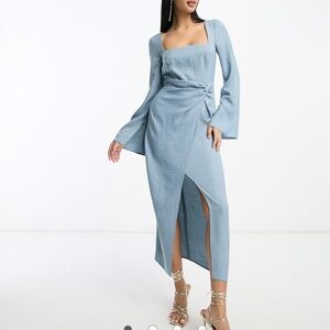 ASOS Design blue knotted square neck dress